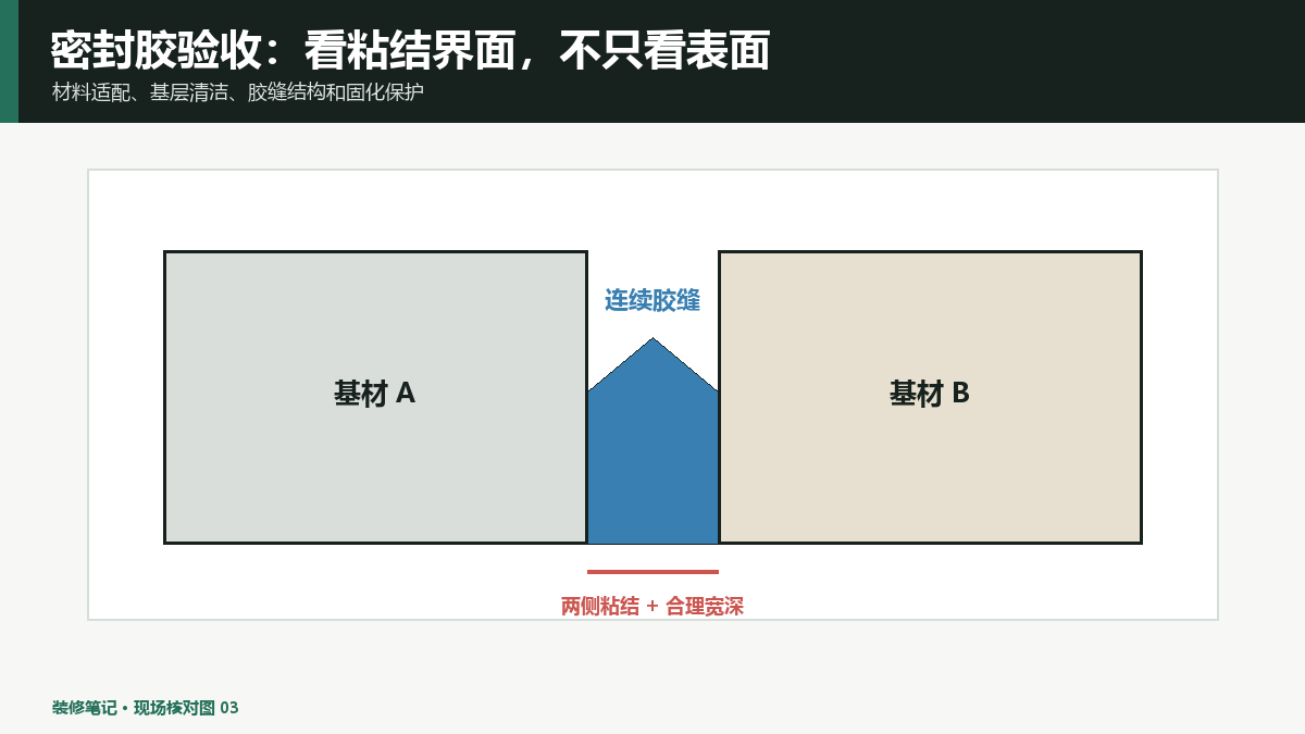 装修玻璃胶验收：粘结边、胶缝和固化条件一起看